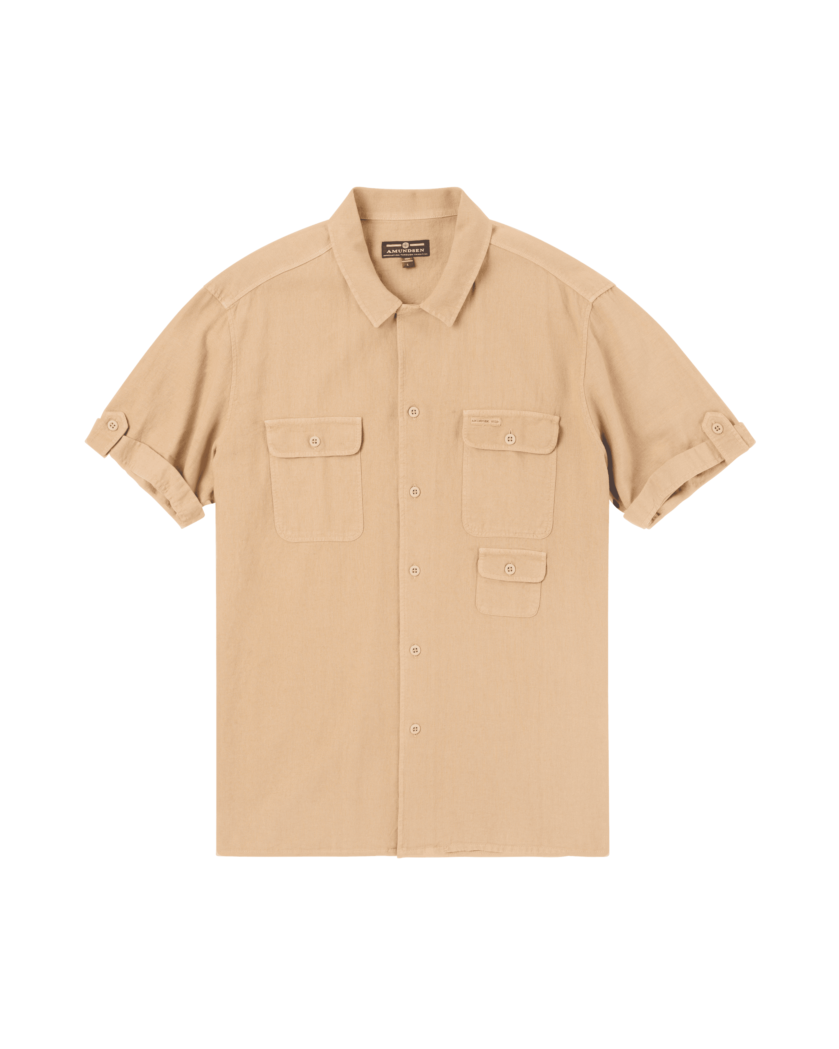 TRAVELLER'S LINEN SS MENS  625 Khaki